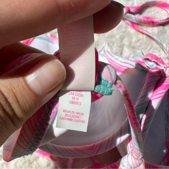 Victoria's Secret | Pink Chevron Striped Pushup Bikini Top | Size 36C - Picture 6 of 7